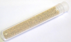 Glaskügelchen fein 0,5 mm ( +/- 0,1 mm ), gold,  7,5 gr